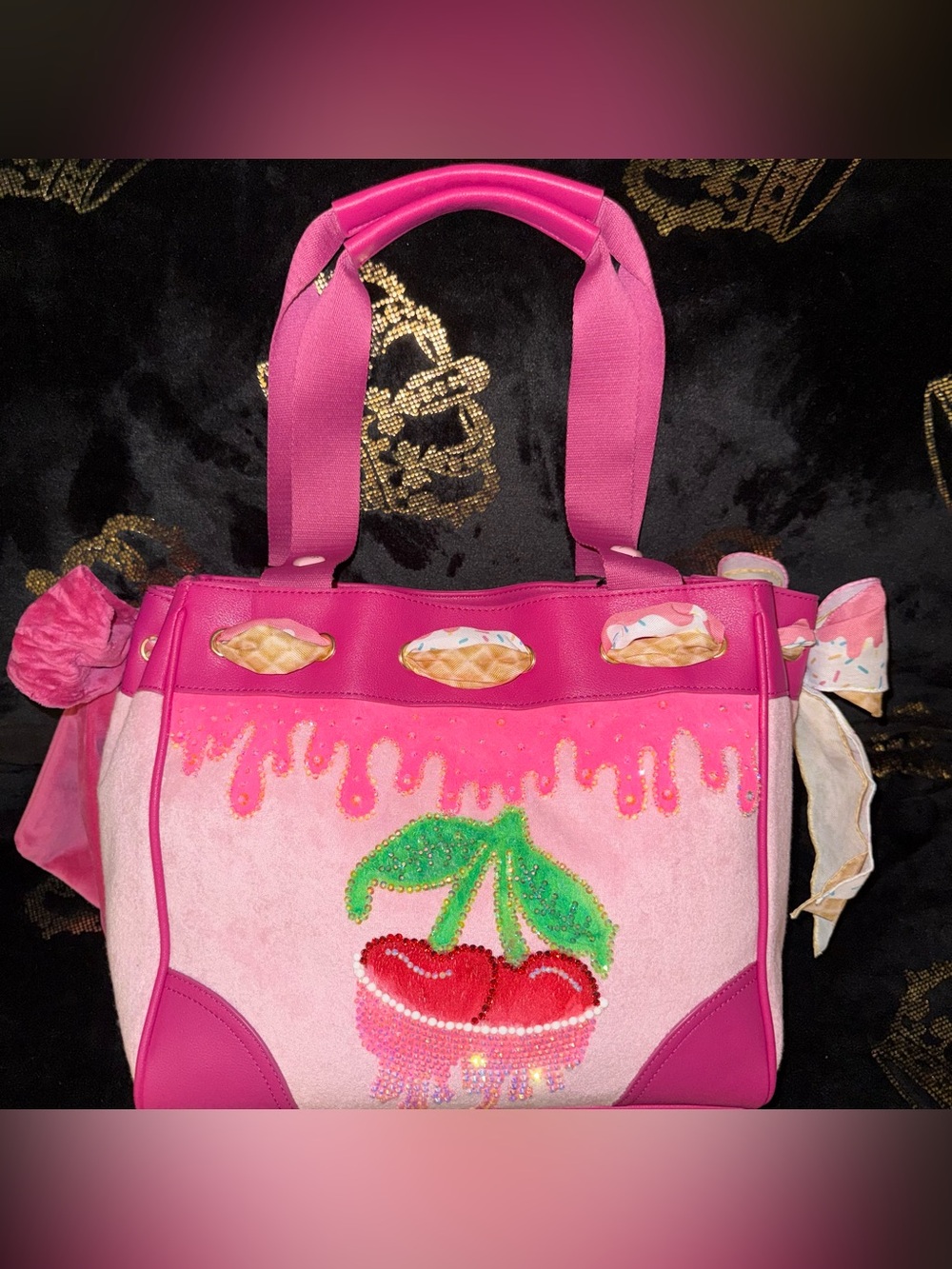 NWT Custom Juicy Couture Sugar Rush Ice Cream Cherry Drip Daydreamer Tote 1 Of 1 - Picture 7 of 10